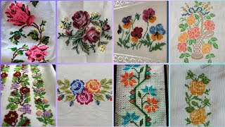 Floral cross stitch Hand embroidery thick cotton  Beautifull Hand cross stitch [upl. by Issac]