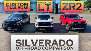 WHAT’S THE DIFFERENCE Silverado Custom TrailBoss vs TrailBoss LT vs ZR2 [upl. by Hike]