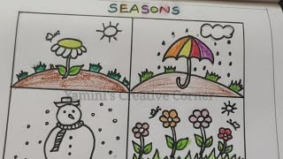 How to Draw Four Seasons Drawing Summer WinterRainy Spring Seasons seasonsdrawing [upl. by Matthias]