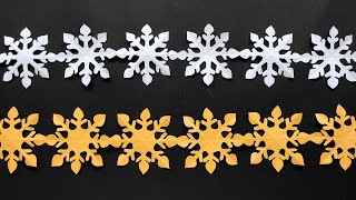 Paper Cutting Snowflake For Christmas  DIY Paper Christmas Decoration  DIY Paper Chain Snowflakes [upl. by Winton]