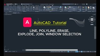 2  autocad  Line Polyline Erase Window slection Join Explode [upl. by Soirtimid]