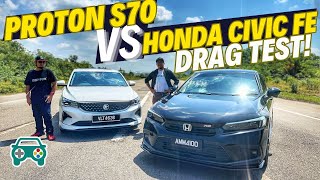 DRAG TEST PROTON S70 VS HONDA CIVIC FE RS Mana Yang Terrrpalinggg Powerrrr [upl. by Nylinnej226]