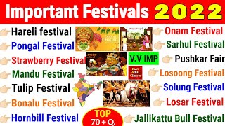 Important Festivals of India 2022  All State Festivals Tricks  Indian Art ampCulture  GK in English [upl. by Airal]