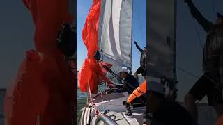 J24 spinnaker hoist for the winning regatta sailing lifehacks [upl. by Yrbua]