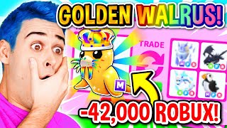 Trading The WORLDS FIRST MEGA GOLDEN WALRUS In Adopt Me Roblox Roblox Adopt Me Trading [upl. by Saleme]