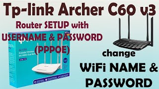 Tplink Archer C60 v3 Wifi Router Setup for PPPOE Connection and SetChange Wi Fi Password [upl. by Lahcar821]