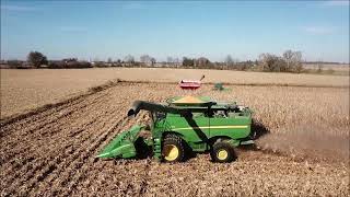 DICKHAUS FARMS SHELLING CORN EATON OHIO NOV 3RD 2022 JD S670 JD 7810 AND KILLBROS 1150 AUGER CART [upl. by Marsiella]