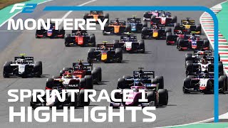 F2 Sprint Race 1 Highlights  2021 Monterey Grand Prix [upl. by Ellekcir]