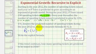 Ex Find an Recursive and Explicit Equation for Exponential Growth Given r [upl. by Avrenim]