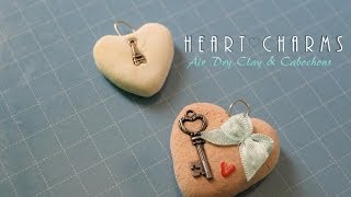 Simple Heart Pendants Air Dry Clay amp Cabochons [upl. by Nitsur]