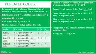 ITC LECTURE 2 REPEATED CODE AND HADAMARD CODE [upl. by Arde]