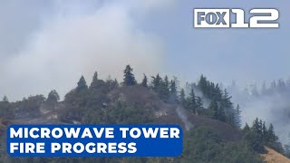 Crews making progress on Microwave Tower Fire [upl. by Aziul563]