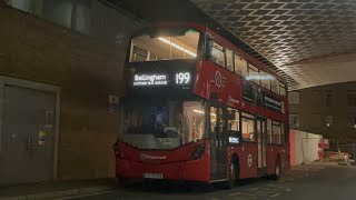 FRV Stagecoach London Route 199 Catford Bus Garage  Canada Water Electroliner 82001 LV73 FDK [upl. by Onifur]