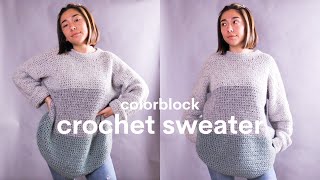 basic crochet sweater  easy crochet oversized sweater tutorial [upl. by Mikael]