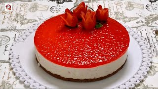 Delicious Strawberry Cheesecake with Mascarpone easy make without oven [upl. by Narual]