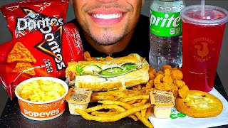 POPEYES SUBWAY MUKBAN EATING SHOW SOUNDS BIG BITES NO TALKING CHALLENGE ASMR JERRY [upl. by Twedy553]