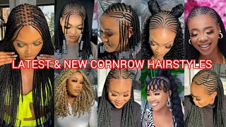 NEW AND LATEST CORNROW HAIRSTYLES GHANA WEAVING HAIRSTYLES  KNOTLESS BOX BRAIDS HAIRSTYLES viral [upl. by Angelique]