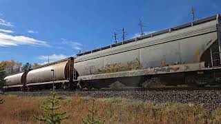 Eastbound CN manifest M342 with 4 engines 2 DPU works up the grade at mile 98 Sprague 101924 [upl. by Bertold486]