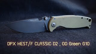 มีด DPX HESTF CLASSIC D2 Tool Steel Blade OD Green G10 and Titanium Handles DPHSF008 [upl. by Iolande]