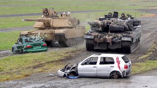 Monstrous German and US Tanks Crushing Cars During Tank Competition [upl. by Eiger]