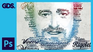 Typographic Portrait  Pavarotti  Adobe Photoshop Tutorial [upl. by Sihunn]