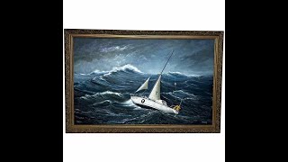 Marine Oil Painting Racing Yacht No 7 Robertsons Golly Transatlantic Race [upl. by Nylzzaj489]