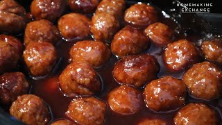 BBQ Grape Jelly Meatballs  Crockpot Grape Jelly Meatballs [upl. by Ayote]