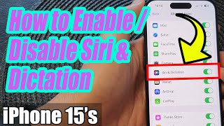 iPhone 1515 Pro Max How to EnableDisable Siri amp Dictation [upl. by Clarke]