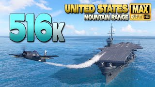 Aircraft Carrier United States with insane 516k damage EU record  World of Warships [upl. by Alegnatal]