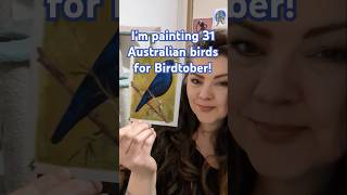 Birdtober Day 3 satinbowerbird bowerbird artchallenge art acrylicpainting australianbirds [upl. by Josephine]