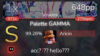 813⭐Live Aricin  Yuyoyuppe  Palette GAMMA Visions 9928 648pp 1xSB  osu [upl. by Niwhsa140]