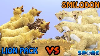 Lion Pack vs Smilodon  Modern vs Prehistoric S1E2  SPORE [upl. by Adnoved]