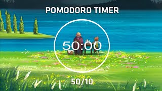 50 Minute Timer  Piano Study With Ghibli  Pomodoro Timer  2 x 50 min [upl. by Yelhak]