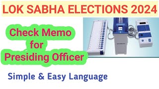 Check Memo for Presiding Officer  Duties of Presiding Officer  Lok Sabha Elections [upl. by Elyrehc]