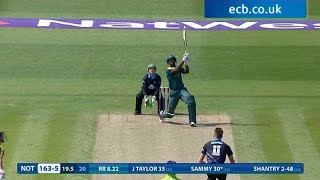 Darren Sammy hits commentary box  Notts Outlaws innings highlights [upl. by Enowtna]