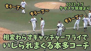 ファームでも愛されてる本多雄一🤣ソフトバンクホークス本多コーチの伝説のシートノック⚾️キャッチャーフライ⚾️失敗し、選手に煽られアンコールに応える⚾️202355 [upl. by Khanna]