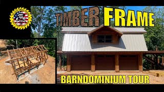 Timber Frame Barndominium Built by Retired Builder and Homesteader With Woodland Mills Sawmill [upl. by Holland]