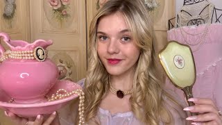 ASMR Giving You A 1h Princess Makeover ‎🩰♡🦢 makeup hair accessories etc 🕯️🪞 [upl. by Delphine]