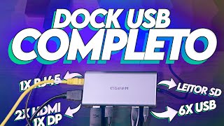 Seu SETUP INTEIRO em uma ÚNICA PORTA USBC Dock USB QGeeM 6xUSB  2xHDMI  1xDP  1xRJ45 SD [upl. by Anyrtak965]