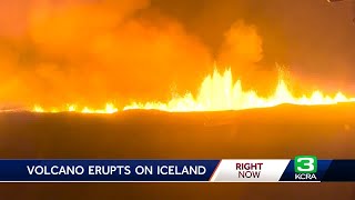 Volcano erupts on Iceland [upl. by Eiffe470]