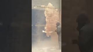 Removing old paint off of brick with dustlessblasting [upl. by Athal337]