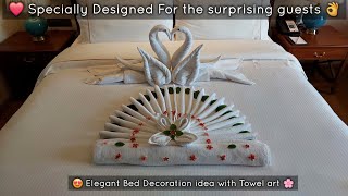 Stunning Bed Decor Tips Towel Art Folding For A Luxurious Look  Easy Bed Decoration Ideas [upl. by Eintroc292]