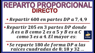 REPARTO PROPORCIONAL SIMPLE DIRECTO [upl. by Placia]