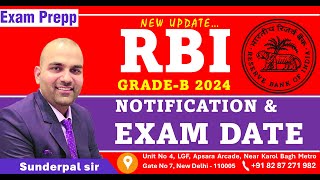 🚨 Breaking News RBI Grade B Notification and Exam Date 2024 🚨 EXAM PREPP  SUNDERPAL SIR [upl. by Hattie]