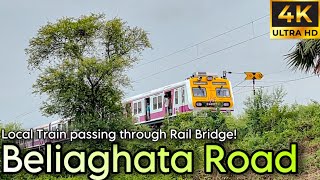 Beautiful View When a Local Train Crosses a Small River Bridge  Beliaghata Road [upl. by Brill]