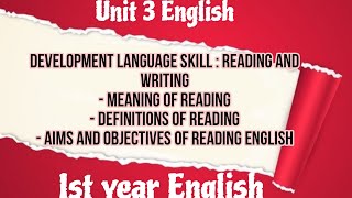 unit 3 developing language skills reading amp writing Ist yr deled bed deled pedagogylearning [upl. by Hittel971]