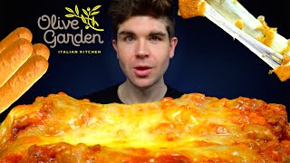 OLIVE GARDEN MUKBANG  CHEESY LASAGNA BREADSTICKS FRIED CHEESE STICKS  WITH ALFREDO SAUCE  ASMR [upl. by Chicky]