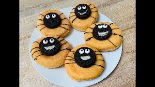 Spider donuts 🕷️  Halloween recipe 🎃  Oreo  Donuts [upl. by Cain]