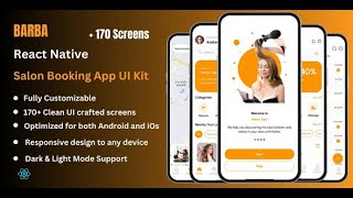 Barba  Barber amp Salon Booking React Native Ui Kit [upl. by Isa]