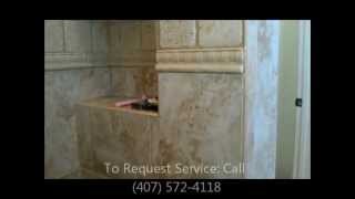 Travertine Tile Shower Remove Mold with Vapor Steam Cleaner House Cleaning Orlando FL [upl. by Gilford846]